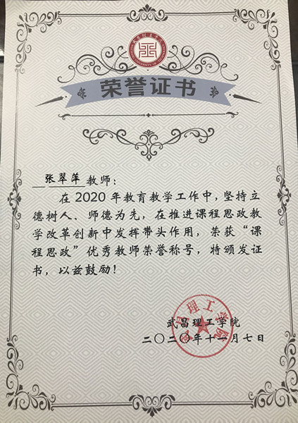 2020年课程思政优秀教师(图1)